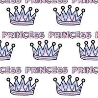 Pattern princess with crowns. Color print. Icons vector illustrations.