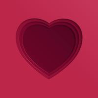 3D gradient background. Red paper cut out heart shape pattern in layers. Color of the year 2023, viva magenta. Design element for card, cover, banner, poster, backdrop, wall. Vector illustration.