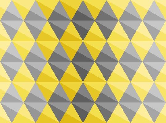 Yellow, gray, 3D diamond shape pattern. Seamless abstract background. Textured design for fabric, tile, cover, poster, textile, backdrop, flyer, brochure, wall. Vector illustration.