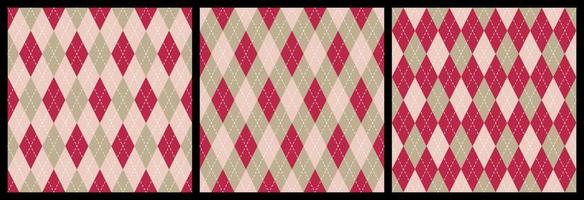 Seamless argyle pattern background. Trend color of the year 2023 Viva Magenta. Design texture elements for fabric, tile, banner, template, card, cover, poster, backdrop, wall. Vector illustration.