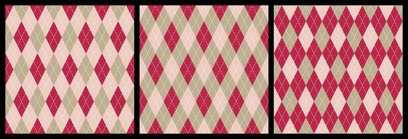 Seamless argyle pattern background. Trend color of the year 2023 Viva Magenta. Design texture elements for fabric, tile, banner, template, card, cover, poster, backdrop, wall. Vector illustration.