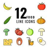 Icon set of food and drink. Healthy food. Vector illustration.