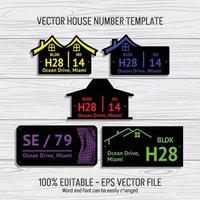 archivos de plantillas de corte por láser para números de casas, números de viviendas, números de habitaciones, villas, pabellones, apartamentos y nombres de calles vector