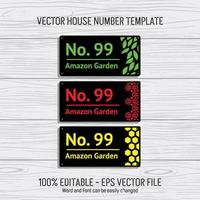 Laser cutting template files for house numbers, housing numbers, room numbers, villas, pavilions, apartments, and street names vector