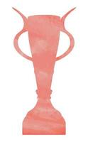 Shape of silhouette of sports realistic color cup trophy winner. Watercolor outline trophy cup. Vector illustration