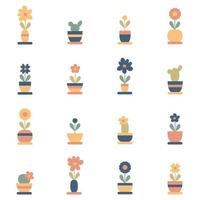 Plants in pots collection for stickers, t-shirts, postcards. vector