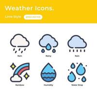 Weather icons set with linie style vector