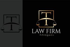logo advogado, defensa basada en la letra inicial t vector