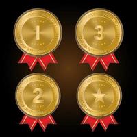 1st, 2nd, 3rd Sports awards three medals, gold isolated on a white background. vector illustration