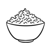 Cottage cheese in bowl outline vector