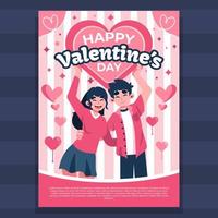 plantilla de póster del día de san valentín con una pareja feliz vector