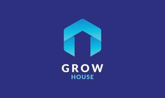 Logo growth house technology monogram minimalist template vector for business company