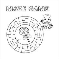 Cute cartoon maze game. Labyrinth. Funny game for children education. Vector illustration