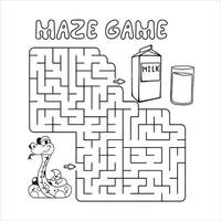 Cute cartoon maze game. Labyrinth. Funny game for children education. Vector illustration