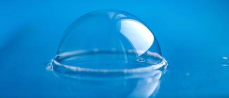 soap bubble close up. abstract blue water background photo