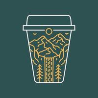 A Cup Of Nature Coffee Waterfall Design for Apparel vector