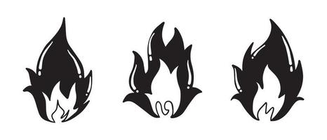 Fire vector, flame icon. Black icon isolated on white background. vector