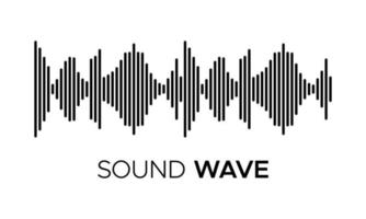 Black sound wave equalizer logo vector illustration. Oscillating musical voice lines symbol.