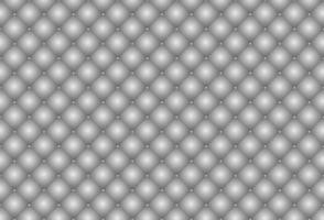 3d shiny silver upholstery leather texture vector background. Metallic gradient quilted squares with silver beads seamless pattern grid.