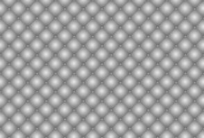 3d shiny silver upholstery leather texture vector background. Metallic gradient quilted squares with silver beads seamless pattern grid.