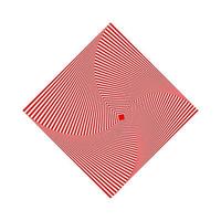 Red wavy distorted lines spiral square optical illusion vector. vector