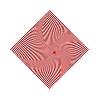 Red wavy distorted lines spiral square optical illusion vector. vector