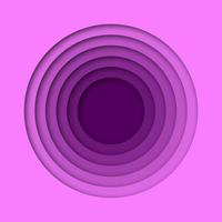 3d paper cut effect concentric circles vector background. Pink and purple 3d relief carving art pattern.