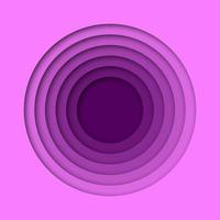 3d paper cut effect concentric circles vector background. Pink and purple 3d relief carving art pattern.