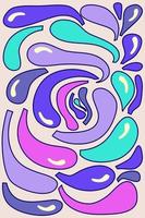 Abstract wave trippy poster blue color. Simple psychedelic wave. Modern vector illustration in style y2k retro. Swirl pattern aesthetic.