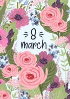 Vector template with beautiful flowers. Design concept for International Women s Day and other use