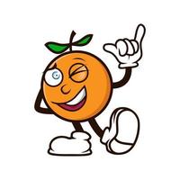 vecktor de logotipo de mascota de sonrisa feliz naranja vector