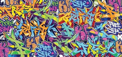 fondo de arte de pared de graffiti colorido fondo de ilustración de vector urbano de hip-hop de arte callejero. fondo de arte de graffiti increíble sin fisuras