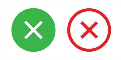 Red and green cancel icon for web interface design vector