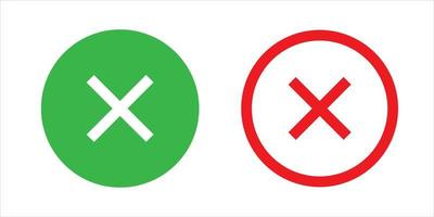 icono de cancelación rojo y verde para el diseño de la interfaz web vector