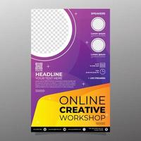 plantilla de póster de negocios de taller en línea con color degradado vector