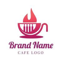 Coffee shop logo template with hot coffee icon vector