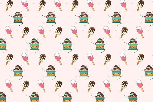 patrón con elementos de helado de copa y palo patrón abstracto vector de fondo para el diseño
