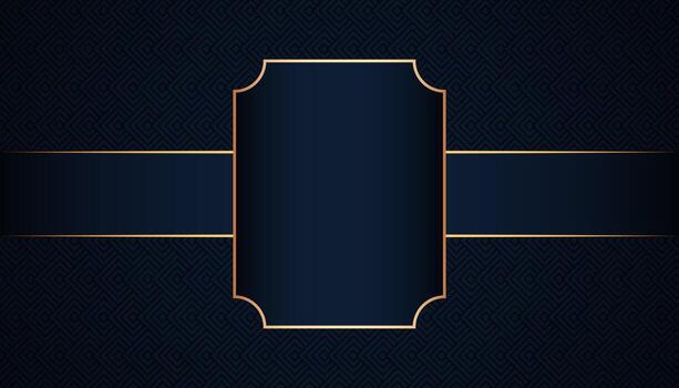 fondo abstracto de lujo moderno con elementos de línea dorada brillante. hermosas formas geométricas sobre un elegante fondo degradado azul. vector