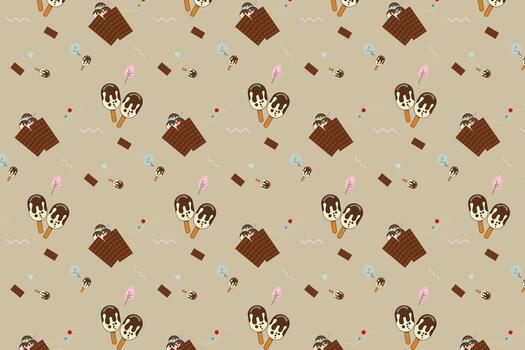 Pattern with chocolate ice cream elements, abstract background, vector pattern for design.
