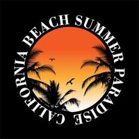 vector sunset california bech illustration design