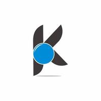 letter k circle blue glass geometric logo vector