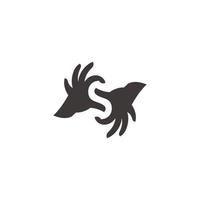 letter s linked hand silhouette helping symbol vector