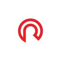 abstract letter r red simple circle geometric design logo vector