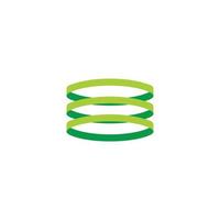 vector de logotipo plano 3d de diseño de pila de tres anillos verdes