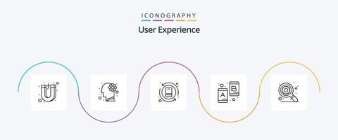 User Experience Line 5 Icon Pack Including research. user. action. testing. chat vector