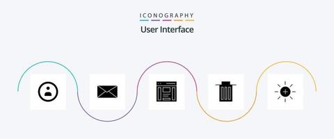 User Interface Glyph 5 Icon Pack Including brightness. user. interface. trash. delete vector