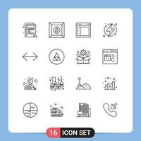 16 Thematic Vector Outlines and Editable Symbols of left renewable layout energy ecologic Editable Vector Design Elements