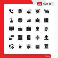 Group of 25 Solid Glyphs Signs and Symbols for communication target grocery percentage hot Editable Vector Design Elements