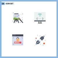 Set of 4 Commercial Flat Icons pack for easel web design paint develop lock Editable Vector Design Elements