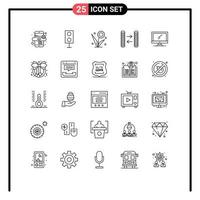 Set of 25 Vector Lines on Grid for device computer floral money cash Editable Vector Design Elements